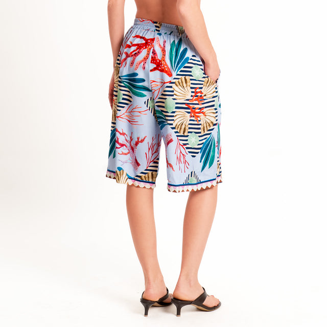 Tensione in-Bermuda fantasia conchiglie - celeste/sand/blu