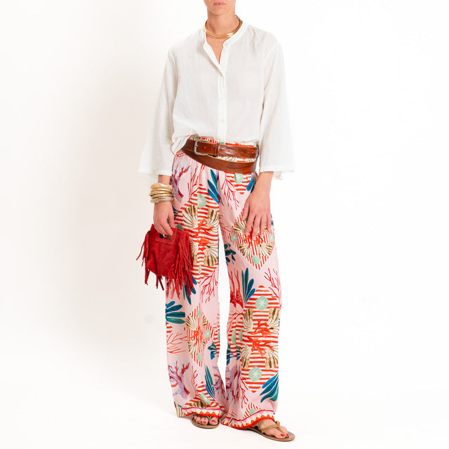 Tensione in-Pantalone fantasia conchiglie - rosa/sand/red