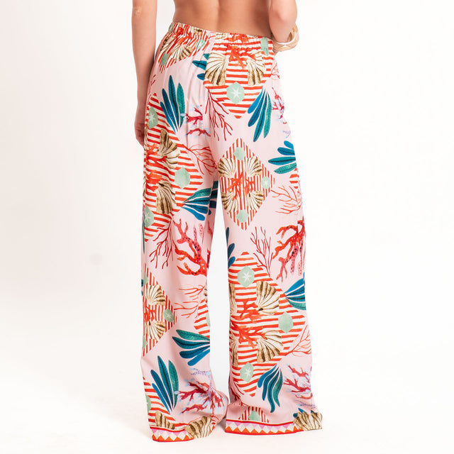 Tensione in-Pantalone fantasia conchiglie - rosa/sand/red