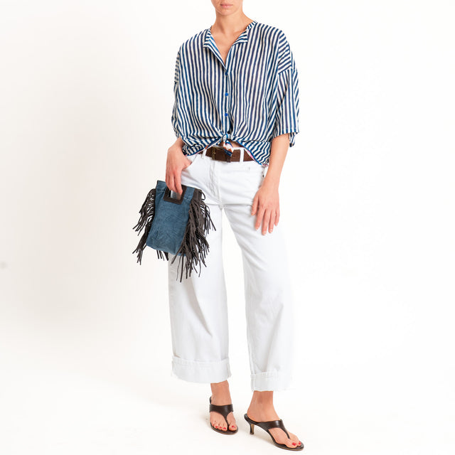 Tensione in-Camicia mussola a righe - blu/latte