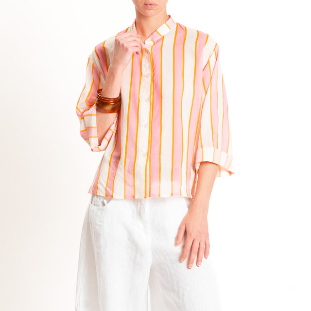 Tensione in-Camicia righe mussola collo coreana - bubble/burro/orange