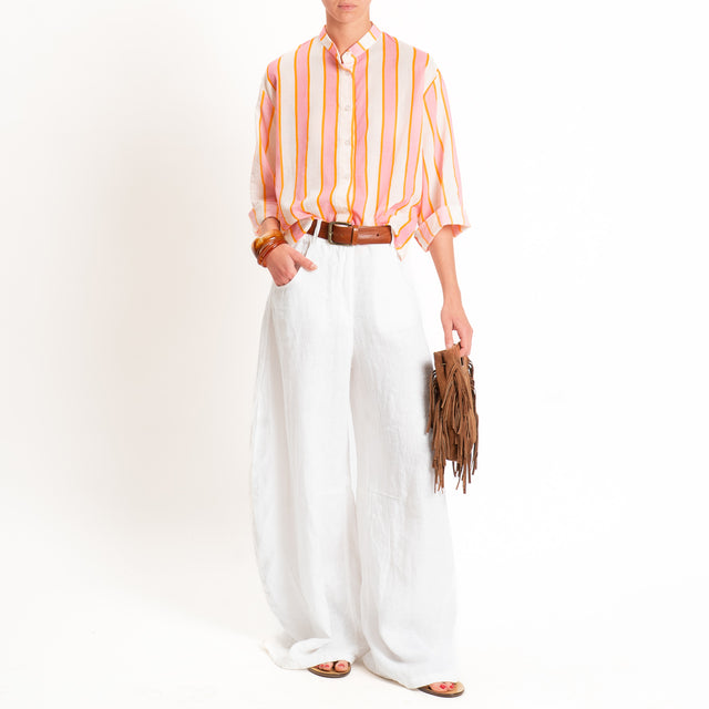 Tensione in-Camicia righe mussola collo coreana - bubble/burro/orange
