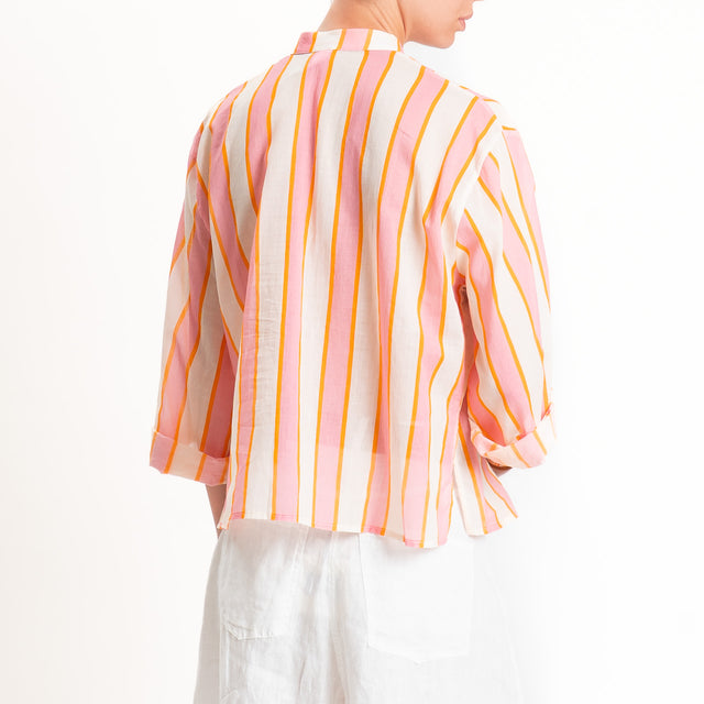 Tensione in-Camicia righe mussola collo coreana - bubble/burro/orange