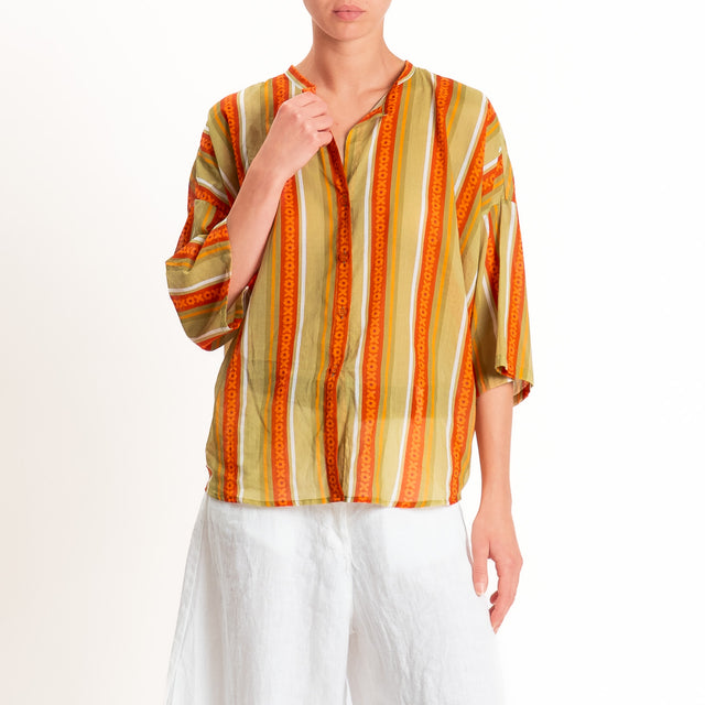 Tensione in-Camicia mussola fantasia - olive/india