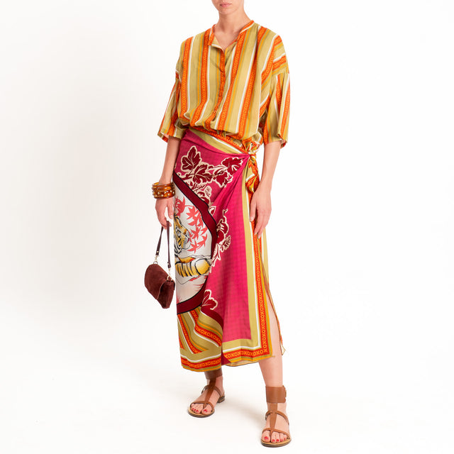 Tensione in-Camicia mussola fantasia - olive/india