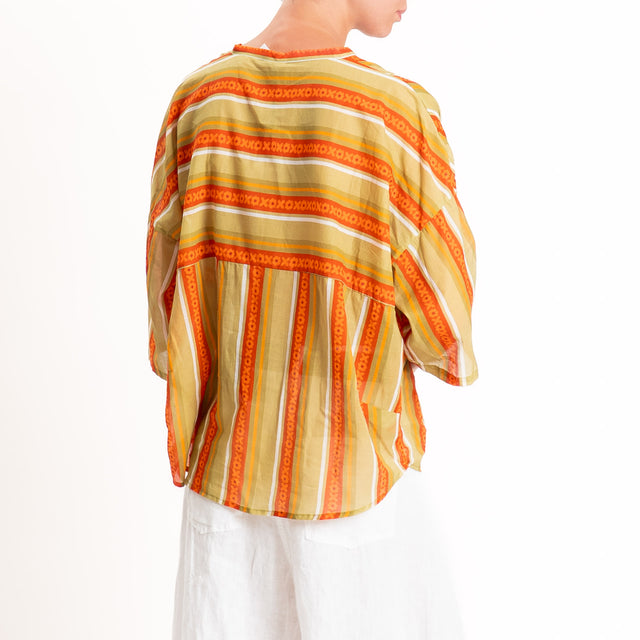 Tensione in-Camicia mussola fantasia - olive/india