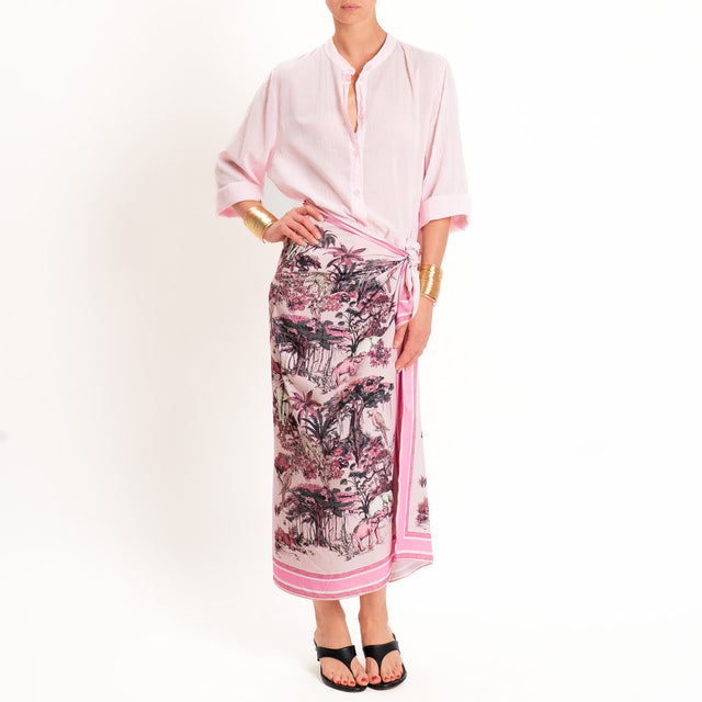 Tensione in-Gonna pareo fantasia jungle - rosa/nero