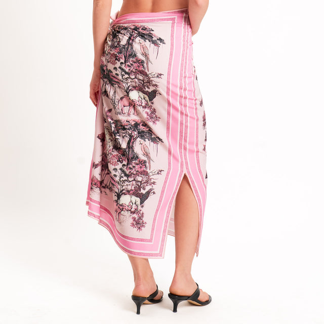Tensione in-Gonna pareo fantasia jungle - rosa/nero