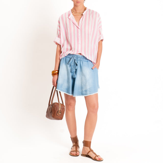 Tensione in-Camicia mussola fantasia righe - rosa/latte
