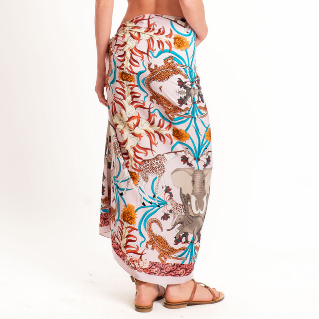 Tensione in-Gonna pareo fantasia jungle - rosa/turchese/coccio