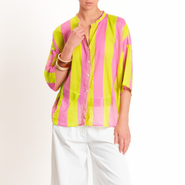Tensione in-Camicia mussola a righe - bubble/lime