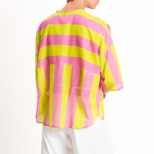 Tensione in-Camicia mussola a righe - bubble/lime