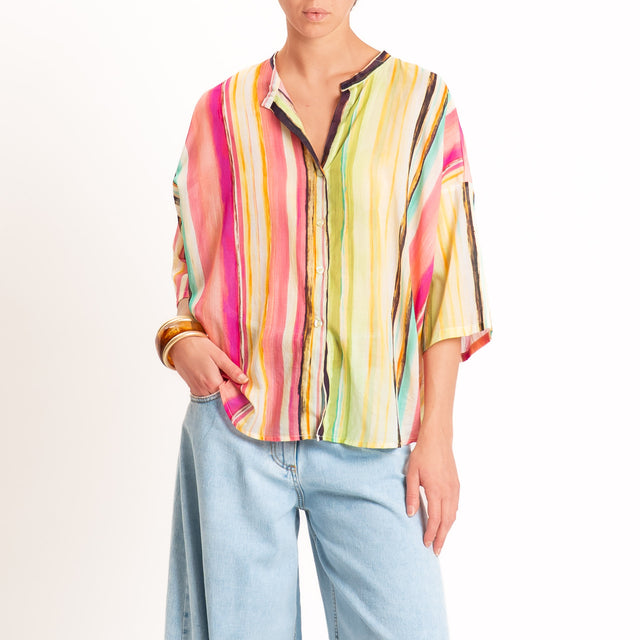 Tensione in-Camicia mussola fantasia righe - multicolor