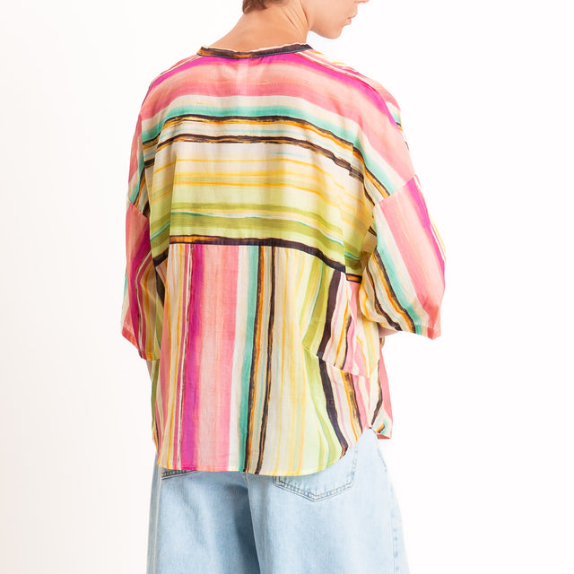 Tensione in-Camicia mussola fantasia righe - multicolor