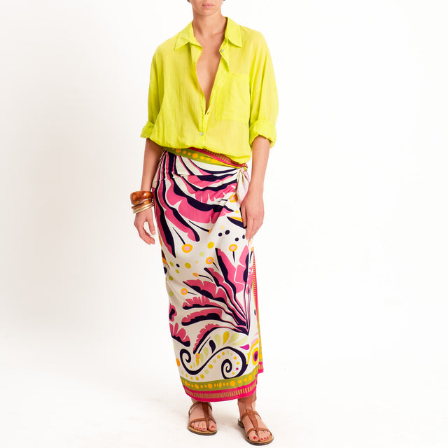 Tensione in-Gonna pareo fantasia - burro/fucsia/olive