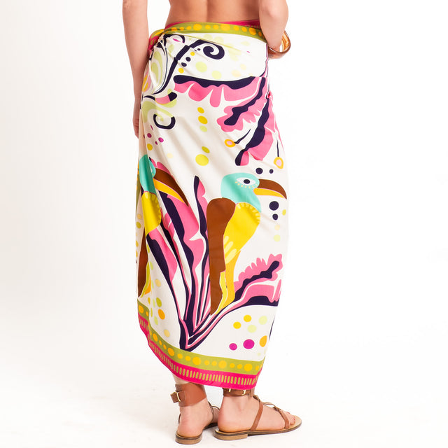 Tensione in-Gonna pareo fantasia - burro/fucsia/olive