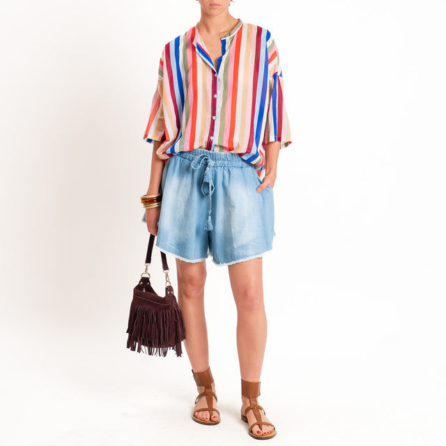 Tensione in-Camicia in mussola a righe - multicolor