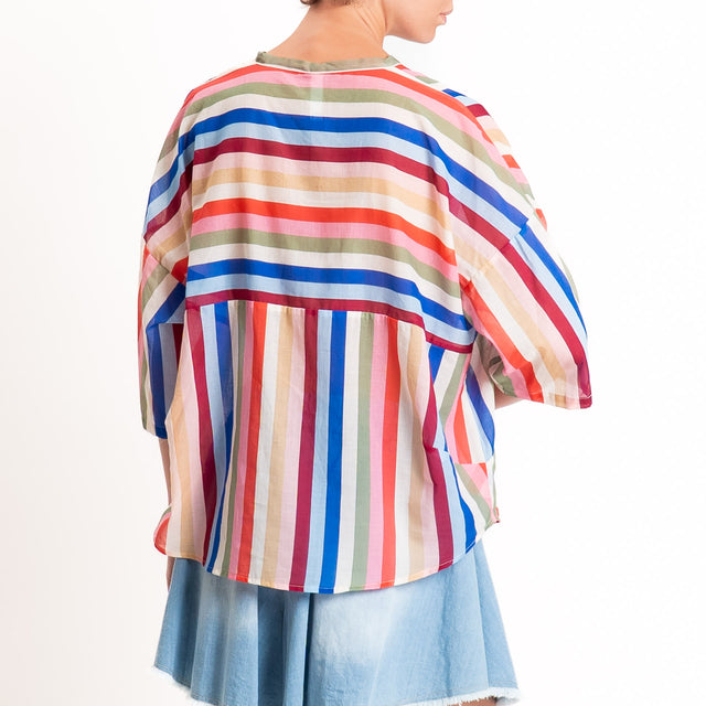 Tensione in-Camicia in mussola a righe - multicolor