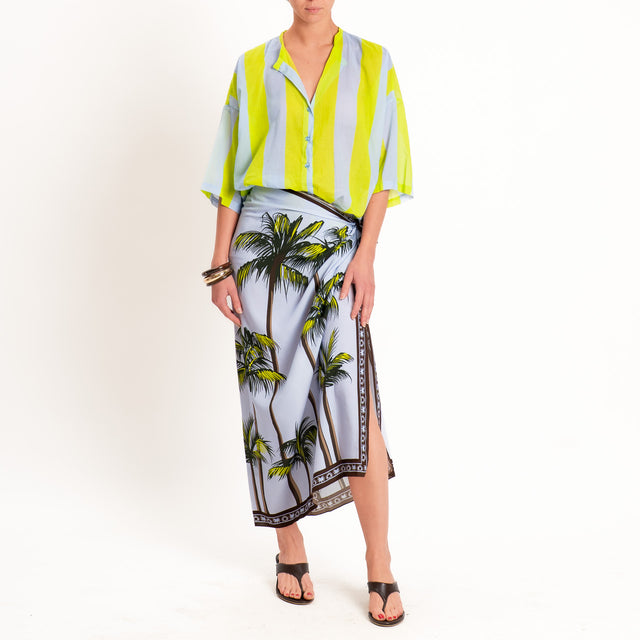 Tensione in-Gonna pareo fantasia palme - celeste/lime