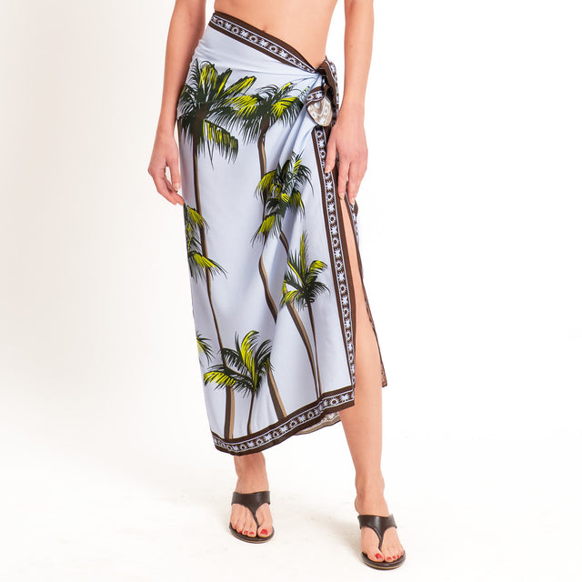 Tensione in-Gonna pareo fantasia palme - celeste/lime