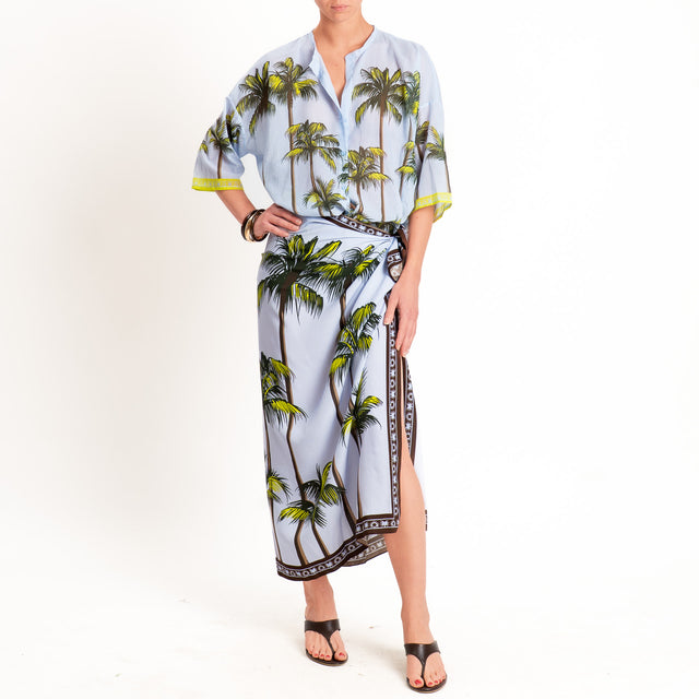 Tensione in-Gonna pareo fantasia palme - celeste/lime