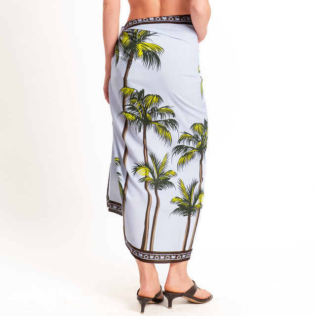 Tensione in-Gonna pareo fantasia palme - celeste/lime