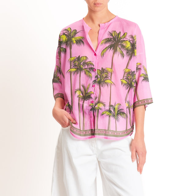 Tensione in-Camicia mussola fantasia palme - bubble/militare