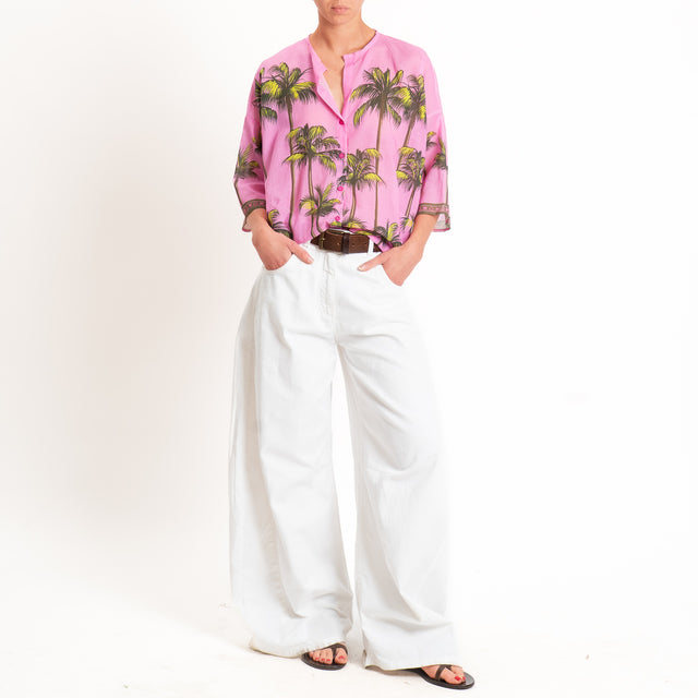 Tensione in-Camicia mussola fantasia palme - bubble/militare
