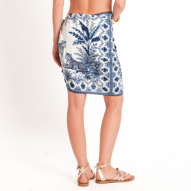 Tensione in-Gonna corta pareo fantasia jungle - blu/latte