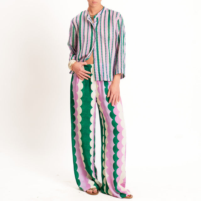 Tensione in-Pantalone fantasia elastico in vita - verde/rosa/burro
