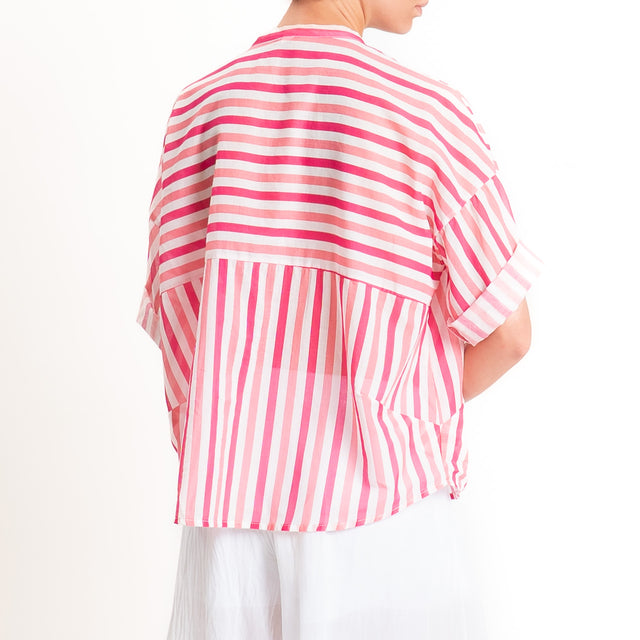 Tensione in-Camicia mussola fantasia righe - rosa/latte/fucsia