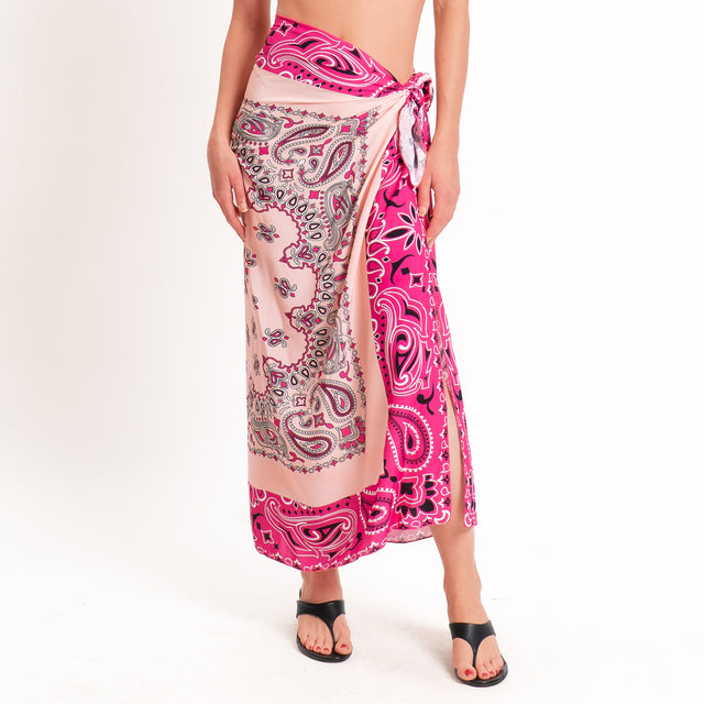 Tensione in-Gonna pareo fantasia bandana - rosa/fucsia/nero