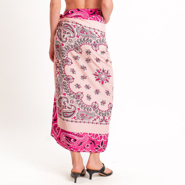 Tensione in-Gonna pareo fantasia bandana - rosa/fucsia/nero