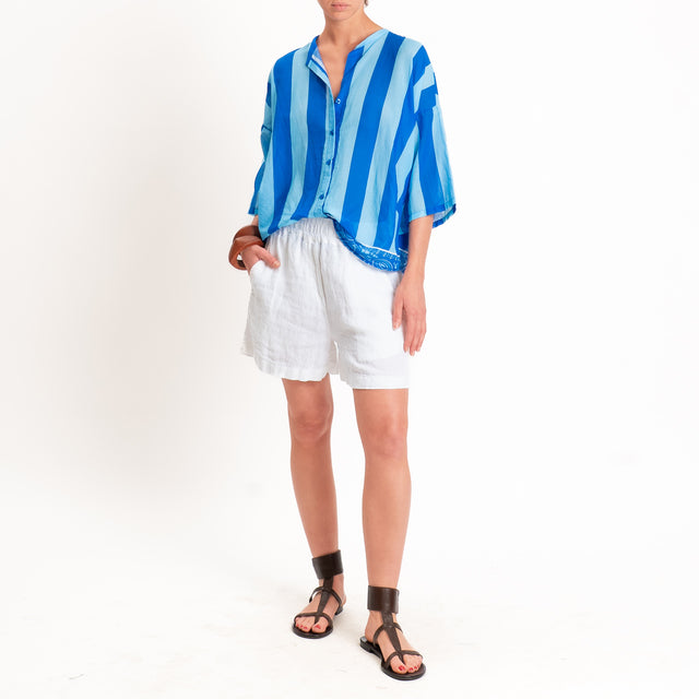 Tensione in-Camicia mussola fantasia bandana righe - bluette/azzurro