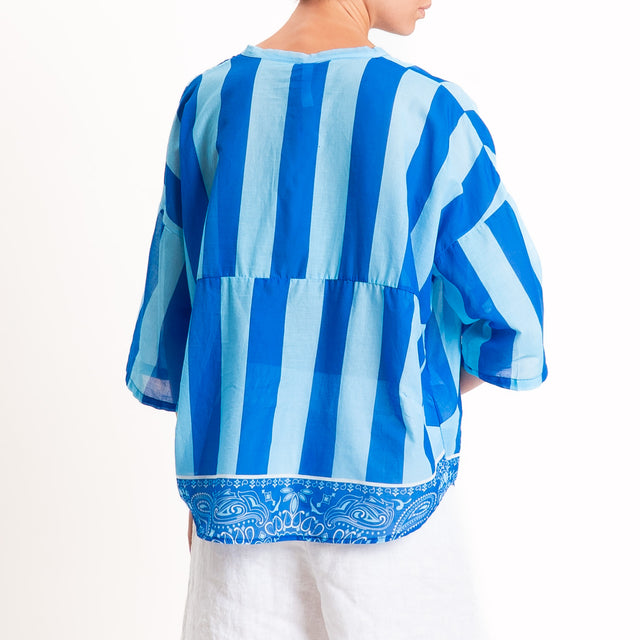 Tensione in-Camicia mussola fantasia bandana righe - bluette/azzurro