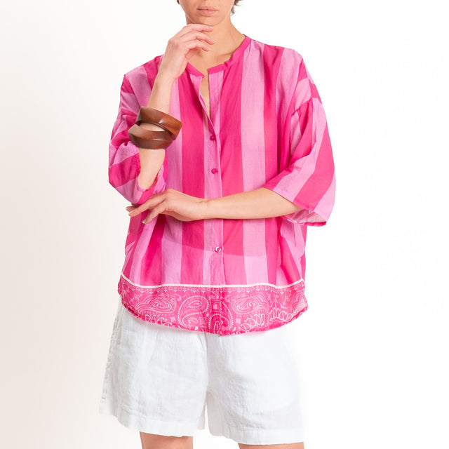 Tensione in-Camicia mussola fantasia bandana righe - rosa/fucsia