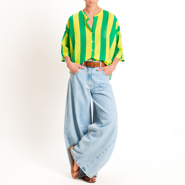 Tensione in-Camicia mussola fantasia bandana righe - verde/lime