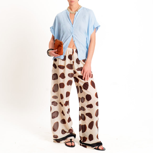 Tensione in-Pantalone mussola fantasia - beige/moro