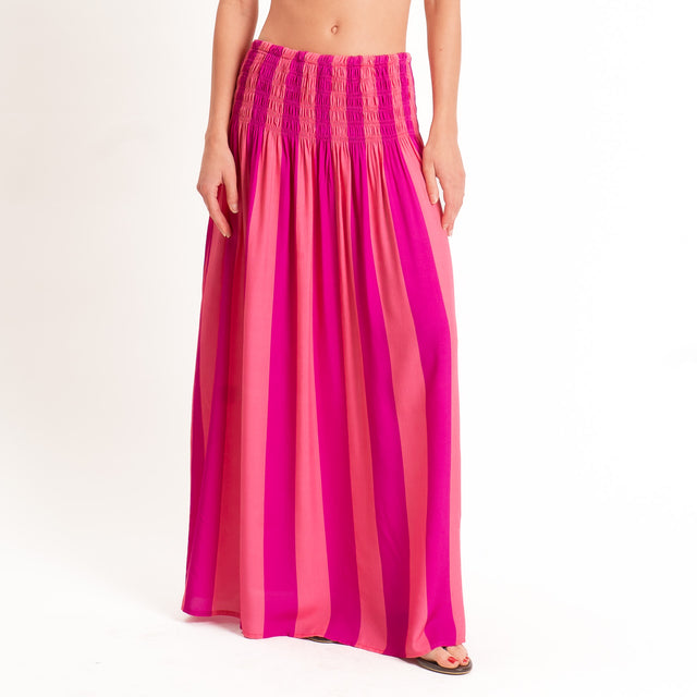 Tensione in- Gonna a righe elastico in vita - rosa/fucsia