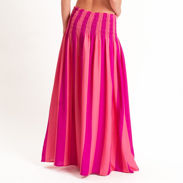 Tensione in- Gonna a righe elastico in vita - rosa/fucsia