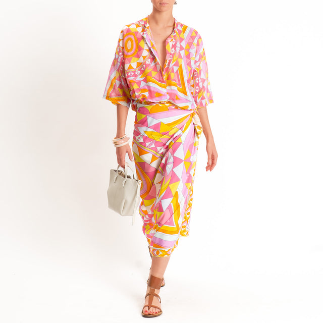 Tensione in-Camicia mussola fantasia optical - rosa/fucsia/olio