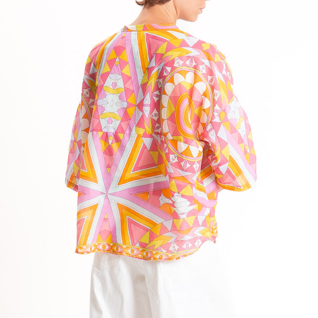 Tensione in-Camicia mussola fantasia optical - rosa/fucsia/olio