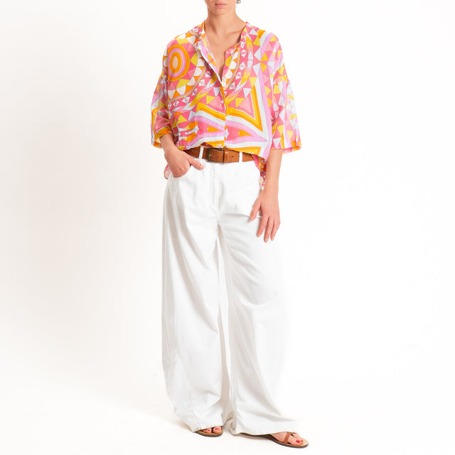 Tensione in-Camicia mussola fantasia optical - rosa/fucsia/olio