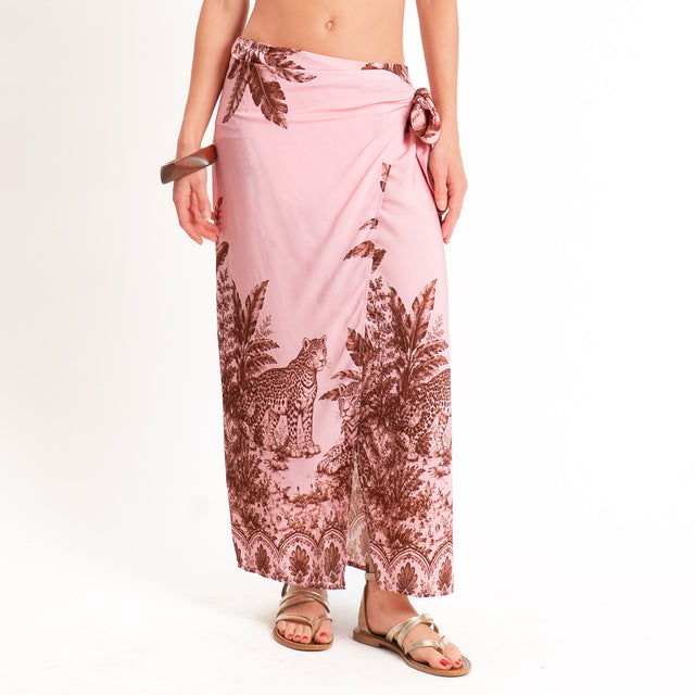Tensione in-Gonna pareo fantasia jungle - rosa/moro
