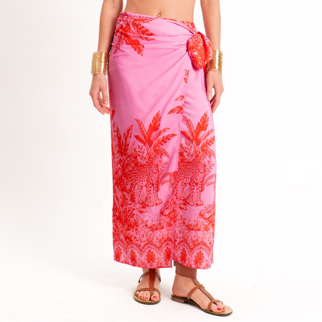 Tensione in-Gonna pareo fantasia jungle - rosa/rosso