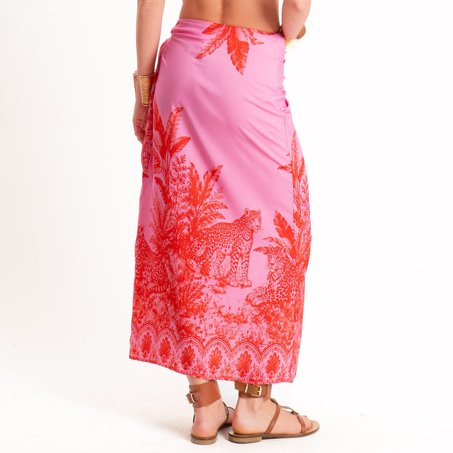 Tensione in-Gonna pareo fantasia jungle - rosa/rosso