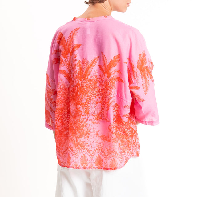 Tensione in-Camicia mussola fantasia jungle - rosa/rosso