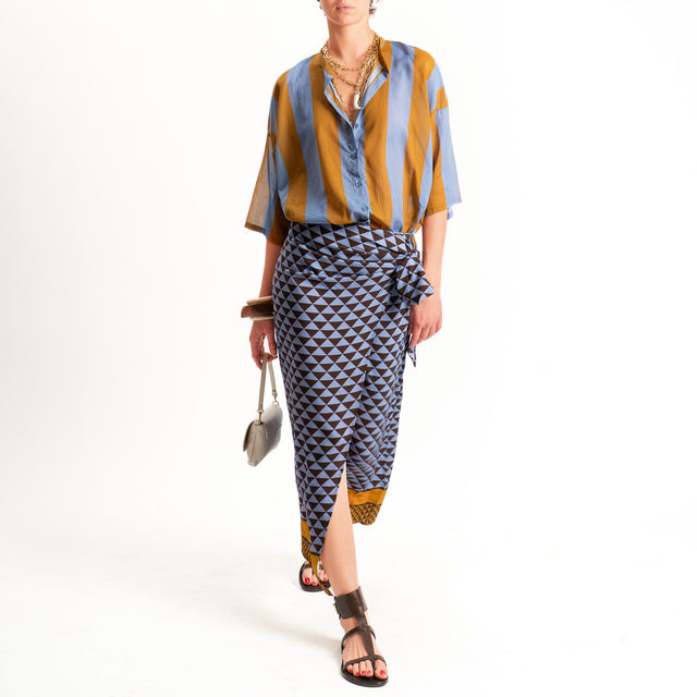 Tensione in-Gonna pareo fantasia geometrica - azzurro/moro
