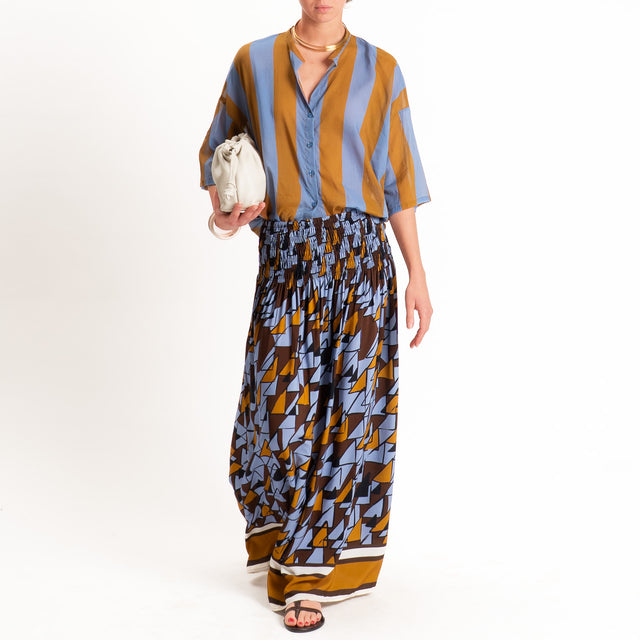 Tensione in-Camicia mussola a righe - celeste/tabacco