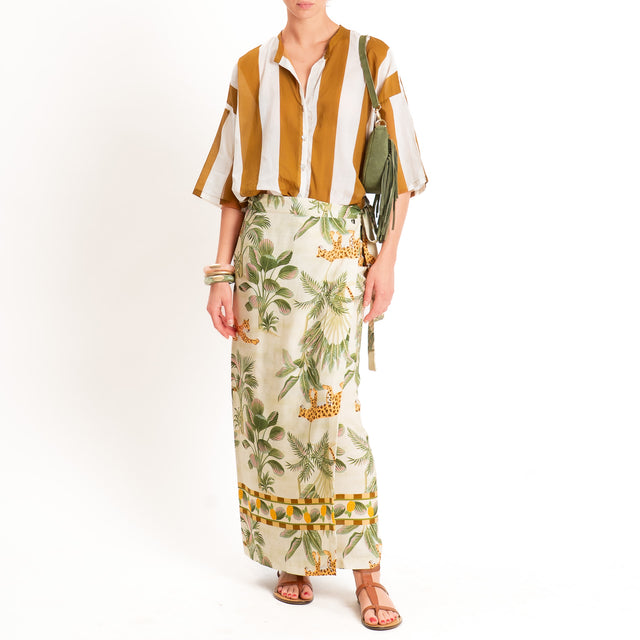 Tensione in-Camicia mussola a righe - panna/tabacco